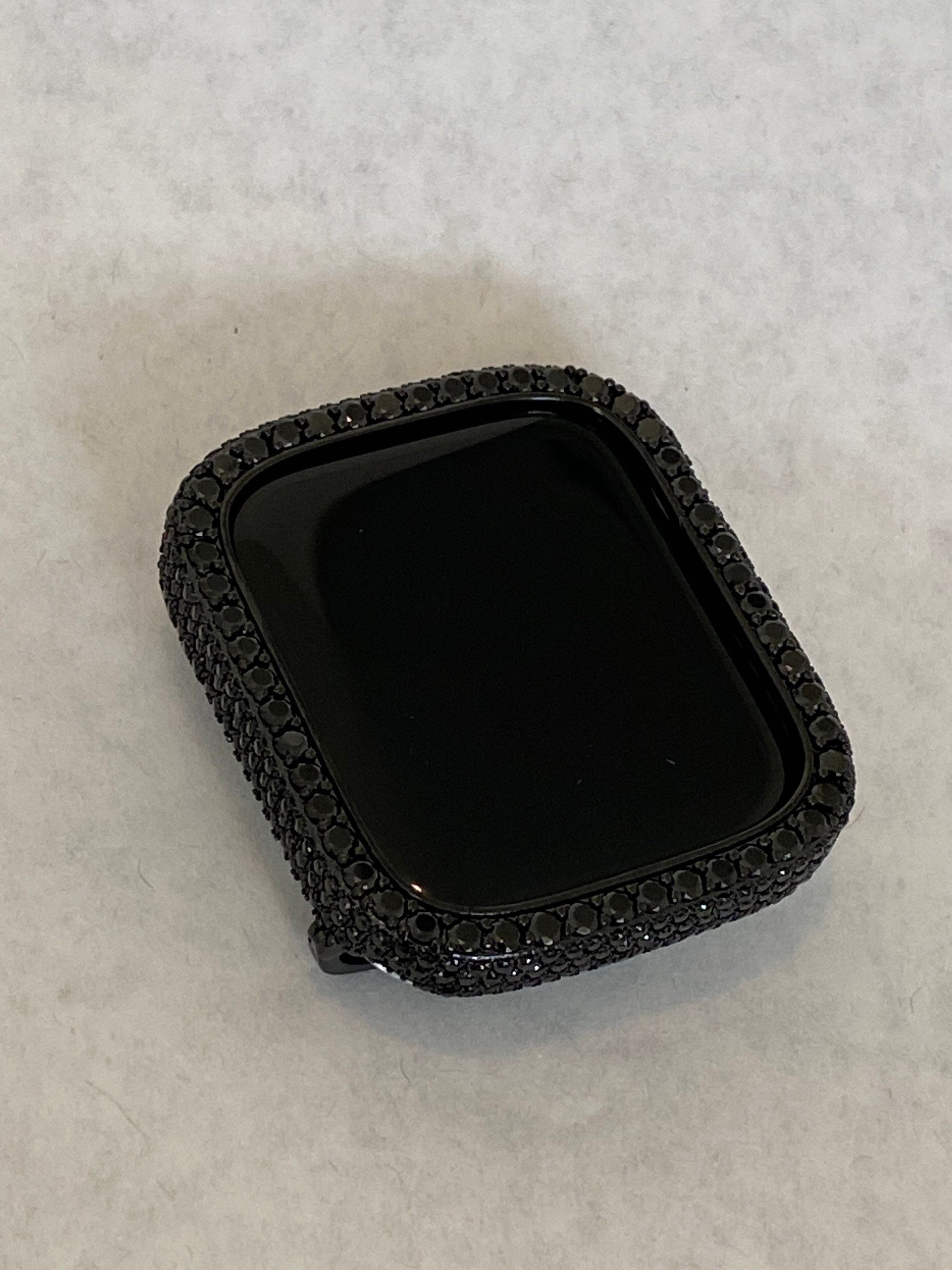 Custom Apple Watch Band Black and or Iwatch Lab Diamonds Bezel Case Cover 38mm 40mm 41mm 42mm 44mm 45mm 49mm Ultra