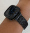 Mens Designer Apple Watch Band Black with Swarovski Crystal and or Iwatch Lab Diamonds Bezel Case Cover 38mm 40mm 41mm 42mm 44mm 45mm 49mm Ultra Iwatch Candy