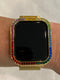 Rainbow Gold Apple Watch Cover Swarovski Crystal Apple Watch Case Smartwatch Bumper Bling 38mm 40mm 42mm 44mm Iwatch Candy