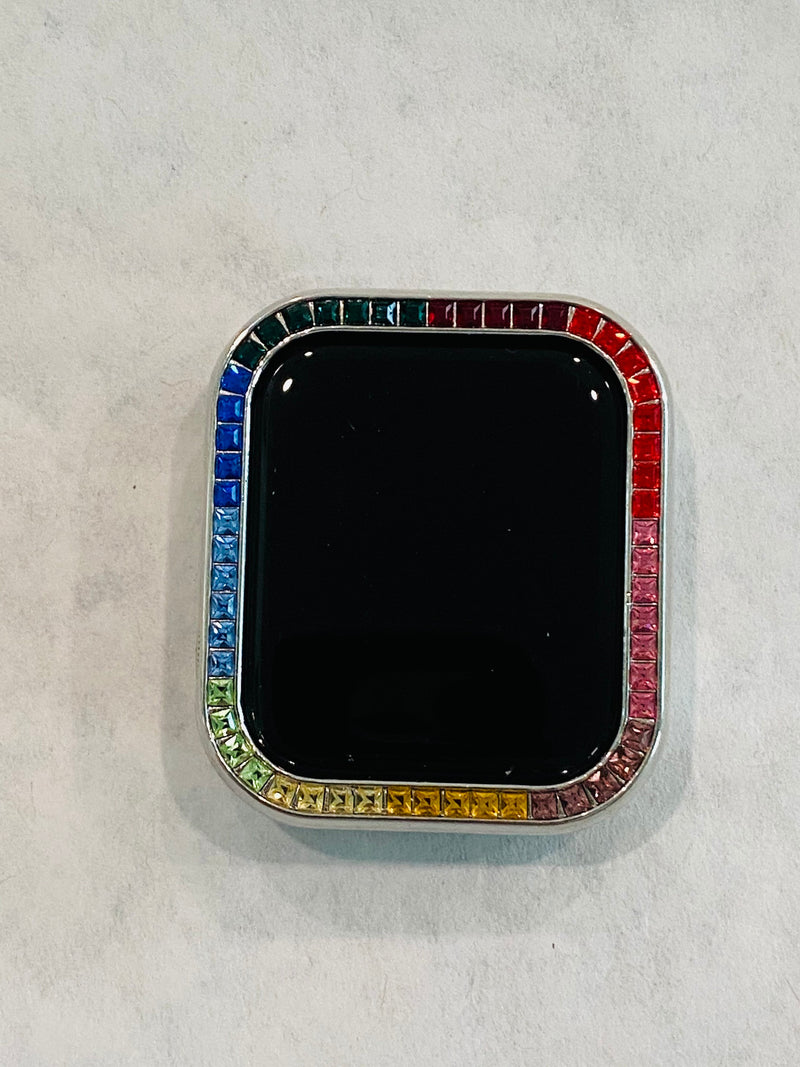 Silver Apple Watch Cover Crystal Rainbow Apple Watch Cover Smartwatch Bumper Bling 38mm 40mm 42mm 44mm Iwatch Candy