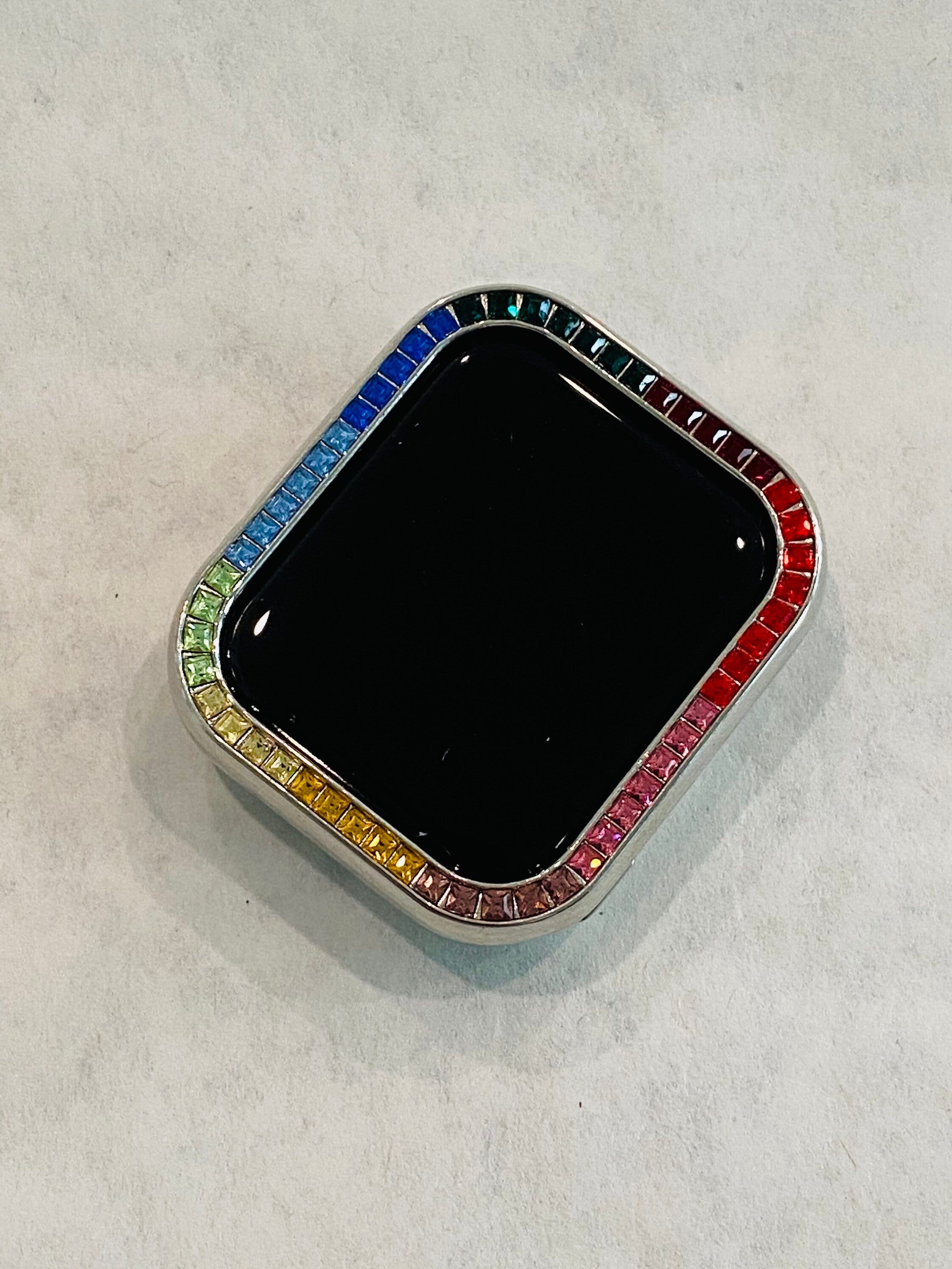 Silver Apple Watch Cover Crystal Rainbow Apple Watch Cover Smartwatch Bumper Bling 38mm 40mm 42mm 44mm Iwatch Candy