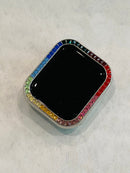 Rainbow Apple Watch Cover Case Silver Swarovski Crystal Bezel 38mm 40mm 41mm 42mm 44mm 45mm Smartwatch Bumper Bling Series 2-8 SE