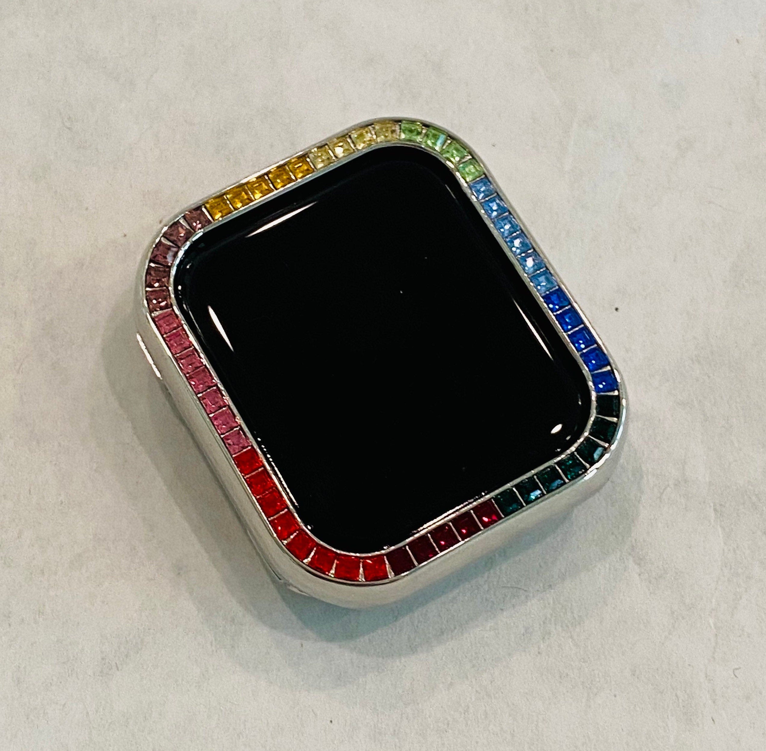 Silver Apple Watch Cover Crystal Rainbow Apple Watch Cover Smartwatch Bumper Bling 38mm 40mm 42mm 44mm Iwatch Candy