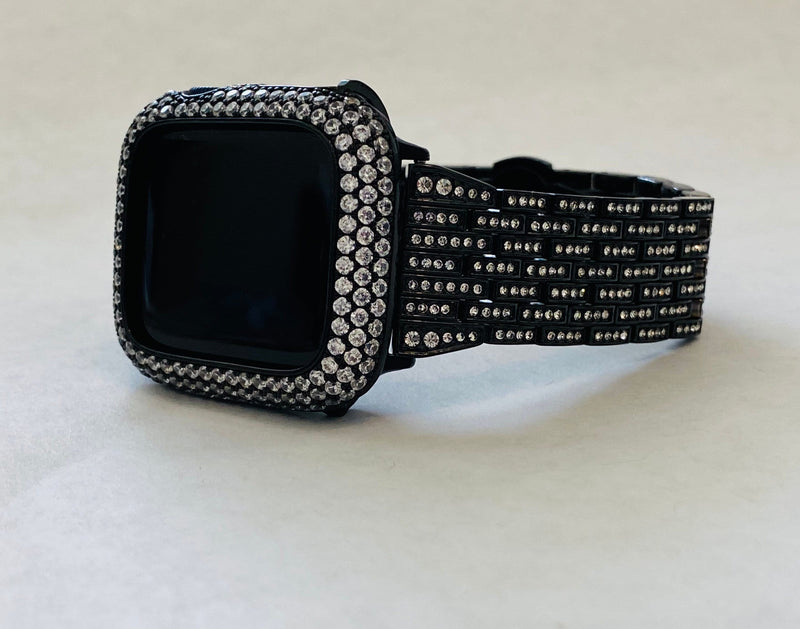 49mm Ultra Black Apple Watch Band Crystals & or Apple Watch Cover Lab Diamond Bezel Apple Watch Case 38mm-45mm Iwatch Candy Bling