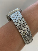 Custom Silver Apple Watch Band Swarovski Crystal Baguettes 38 40 41 42 44 45mm & or Baguette Lab Diamond Bezel Cover Series 2-8 SE