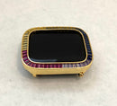 Rainbow Apple Watch Case Cover Gold Lab Diamond Bezel 38mm 40mm 42mm 44mm Smartwatch Bumper Bling Series 2-6