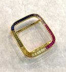 Rainbow Apple Watch Case Cover Gold Lab Diamond Bezel 38mm 40mm 42mm 44mm Smartwatch Bumper Bling Series 2-6