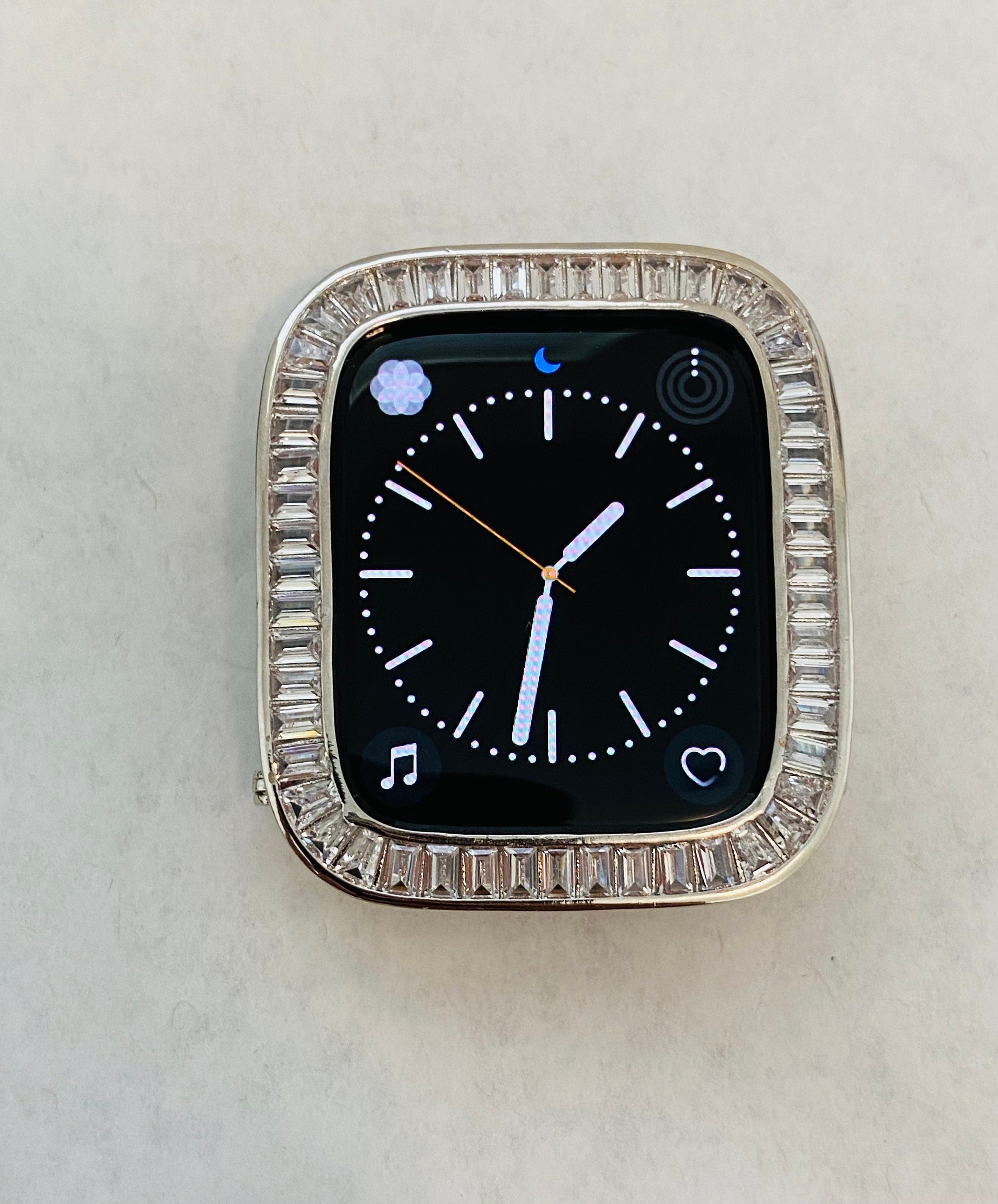 Custom Luxury Apple Watch Case Cover with Lab Diamonds in sizes 38mm 40mm 41mm 42mm 44mm 45mm Protective Smartwatch Bumper Bling from Iwatch Candy