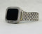 Custom Silver Apple Watch Band Swarovski Crystal Baguettes 38 40 41 42 44 45mm & or Baguette Lab Diamond Bezel Cover Series 2-8 SE