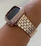 Series 4-8 Rose Gold Apple Watch Band with Baguettes 40mm-45mm & or Lab Diamond Baguette Bezel Cover Smartwatch Bumper Bling