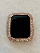 Apple Watch Band Rose Gold Stainless Steel Swarovski Crystals & or Lab Diamond Bezel Cover Smartwatch Bumper 38mm-45mm Series 1-8 SE