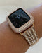 Apple Watch Band Rose Gold Stainless Steel Swarovski Crystals & or Lab Diamond Bezel Cover Smartwatch Bumper 38mm-45mm Series 1-8 SE