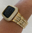 Series 1-8 Apple Watch Band Gold 41mm 45mm Swarovski Crystals & or Smartwatch Lab Diamond Bezel Cover Bumper 38mm-45mm