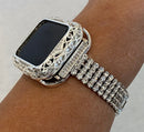 Series 2-8 Apple Watch Band 40mm Women's Silver & or Swarovski Crystal Bezel Cover Bumper 38mm 40mm 41mm 42mm 44mm 45mm