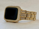 Series 1-8 Apple Watch Band Gold 41mm 45mm Swarovski Crystals & or Smartwatch Lab Diamond Bezel Cover Bumper 38mm-45mm