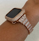 Series 1-8 Apple Watch Band 41mm 45mm Rose Gold Custom Baguette & or Lab Diamond Bezel Cover 38mm 40mm 42mm 44mm