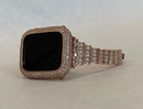 Series 1-8 Apple Watch Band 41mm 45mm Rose Gold Custom Baguette & or Lab Diamond Bezel Cover 38mm 40mm 42mm 44mm