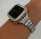 High End Apple Watch Band Womens Silver Crystals & or Apple Watch Case Baguette Lab Diamond Bezel Apple Watch Cover Bling 38-45mm