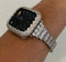 Series 1-8 Apple Watch Band Silver Swarovski Crystals & or White Gold Lab Diamond Bezel Cover Smartwatch Bumper Bling 38mm-45mm