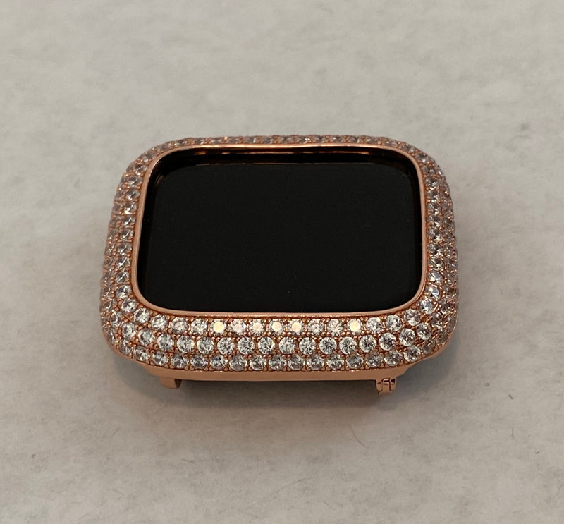 Designer Apple Watch Band 41mm 45mm 49mm Rose Gold Crystal & or Apple Watch Case Lab Diamond Bezel Cover Smartwatch Bumper 38-44mm