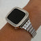 High End Apple Watch Band Womens Silver Crystals & or Apple Watch Case Baguette Lab Diamond Bezel Apple Watch Cover Bling 38-45mm