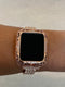 Series 7 41mm 45mm Apple Watch Band Rose Gold Swarovski Crystals & or Lab Diamond Bezel Case Cover 38mm-44mm