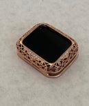 Series 7 41mm 45mm Apple Watch Band Rose Gold Swarovski Crystals & or Lab Diamond Bezel Case Cover 38mm-44mm