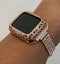 Designer Apple Watch Band Women Rose Gold Swarovski Crystals & or Lab Diamond Bezel Cover 38mm 40mm 41mm 42mm 44mm 45mm Smartwatch Bumper Bling