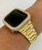 Gold Apple Watch Band 41mm 45mm Series 1-8 Stainless Steel & or Lab Diamond Bezel Cover Bling 38mm-44mm Smartwatch Bumper Bling