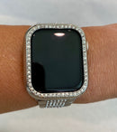 White Gold Apple Watch Band Ultra 49mm Series 7-8 Swarovski Crystals 41mm 45mm & or Silver Crystal Apple Watch Bezel Cover Faceplate