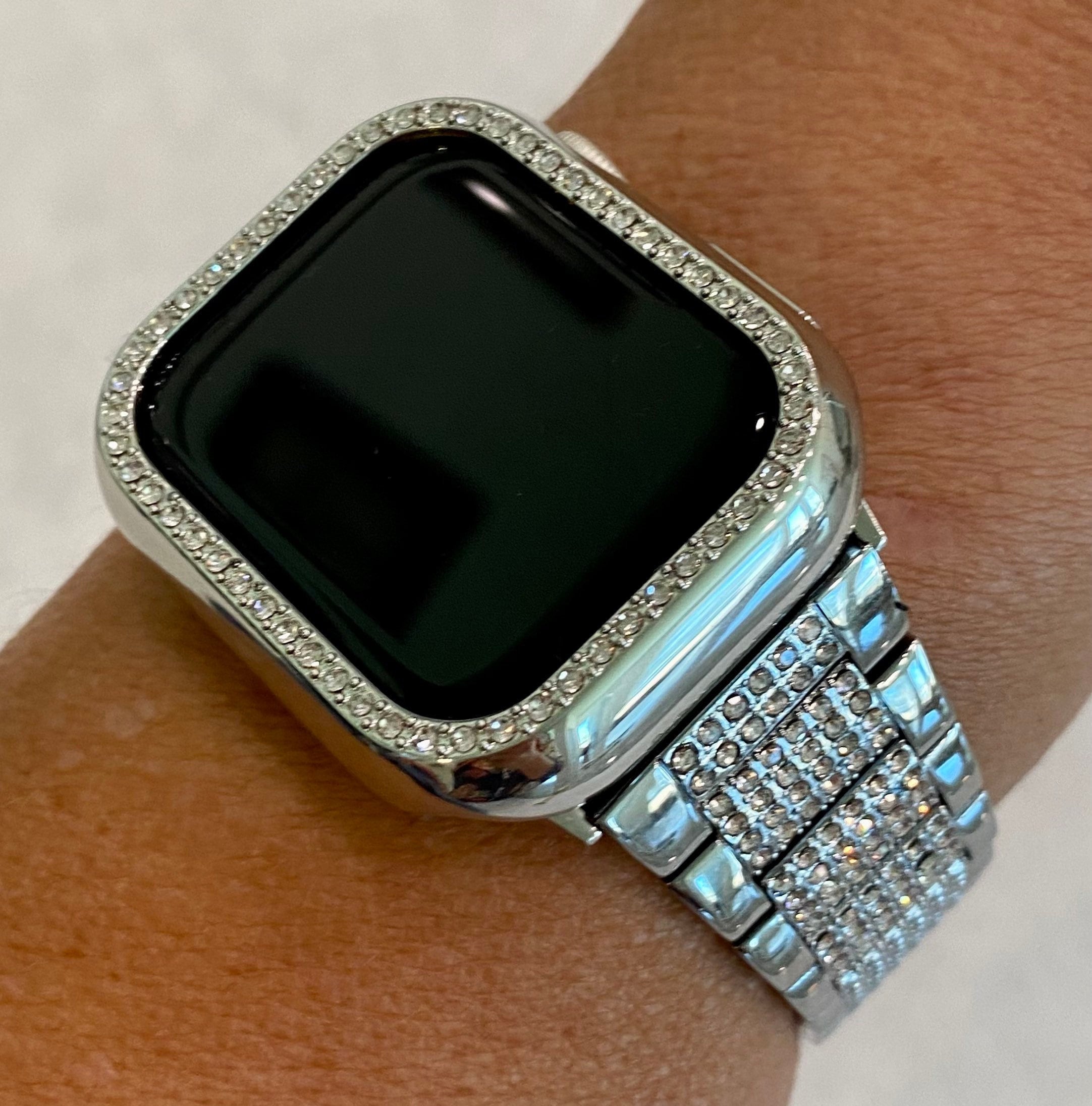 Series 10 Apple Watch Band 42mm 46mm Swarovski Crystals & or Apple Watch Case for Iphone Watch 41mm 45mm 49mm Ultra Iwatch Cover Bling