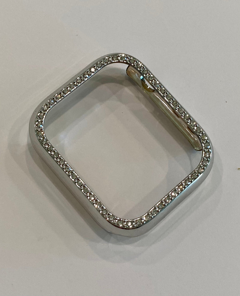 41mm 45mm 49mm Apple Watch Band Series 7-8 Ultra Silver Swarovski Crystals & or Crystal Apple Watch Bezel Cover Faceplate