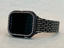 Luxury Iwatch Candy 49mm Ultra Black Apple Watch Band Womens Swarovski Crystals 41mm 45mm & or Crystal Apple Watch Bezel Cover Smartwatch Bumper Bling