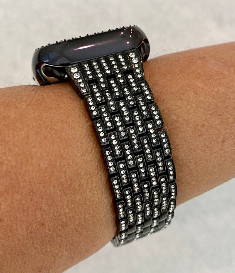 49mm Ultra Black Apple Watch Band Crystals 41mm 45mm & or Crystal Apple Watch Bezel Cover Smartwatch Bumper Bling