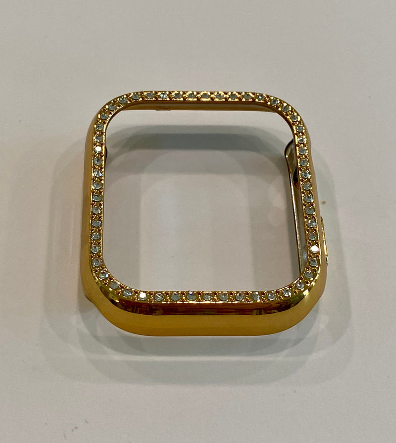 Apple Watch 49mm Ultra Cover 41mm 45mm Gold Swarovski Crystal Bezel Case Smartwatch Bumper Bling Series 7,8