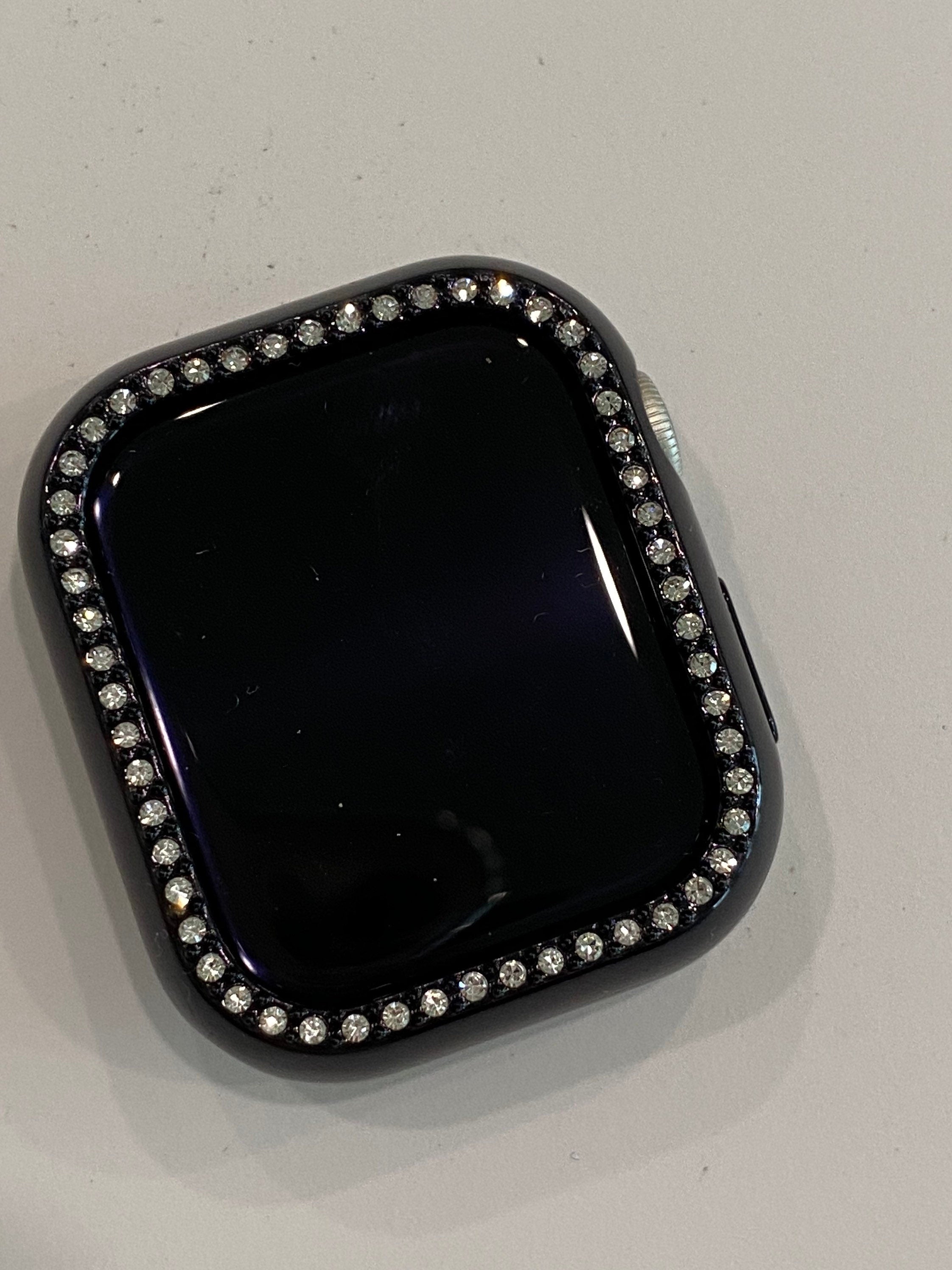 Black Apple Watch Cover with Swarovski Crystals for Iphone Watch, Sparkling Apple Watch Case Protector 41mm 45mm 49mm Ultra Iwatch Candy