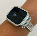 Ultra Apple Watch Band 41mm 45mm 49mm White Gold & or Silver Swarovski Crystal Bezel Case Cover Smartwatch Bumper Bling Series 7,8 by Iwatch Candy