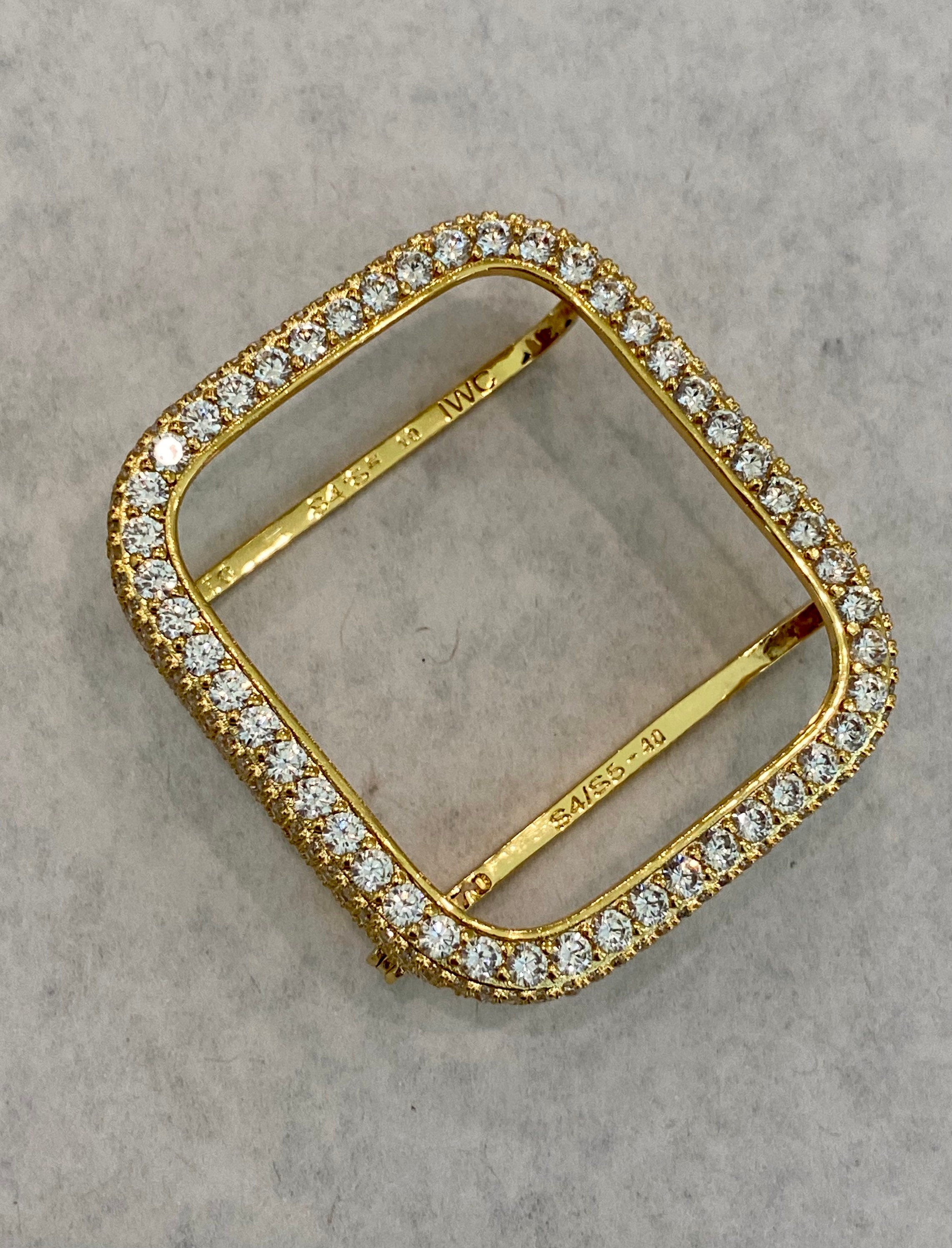 Gold Apple Watch Band Series 1-8 SE Swarovski Crystals & or Lab Diamond Bezel Cover 38mm-45mm Smartwatch Bumper Bling