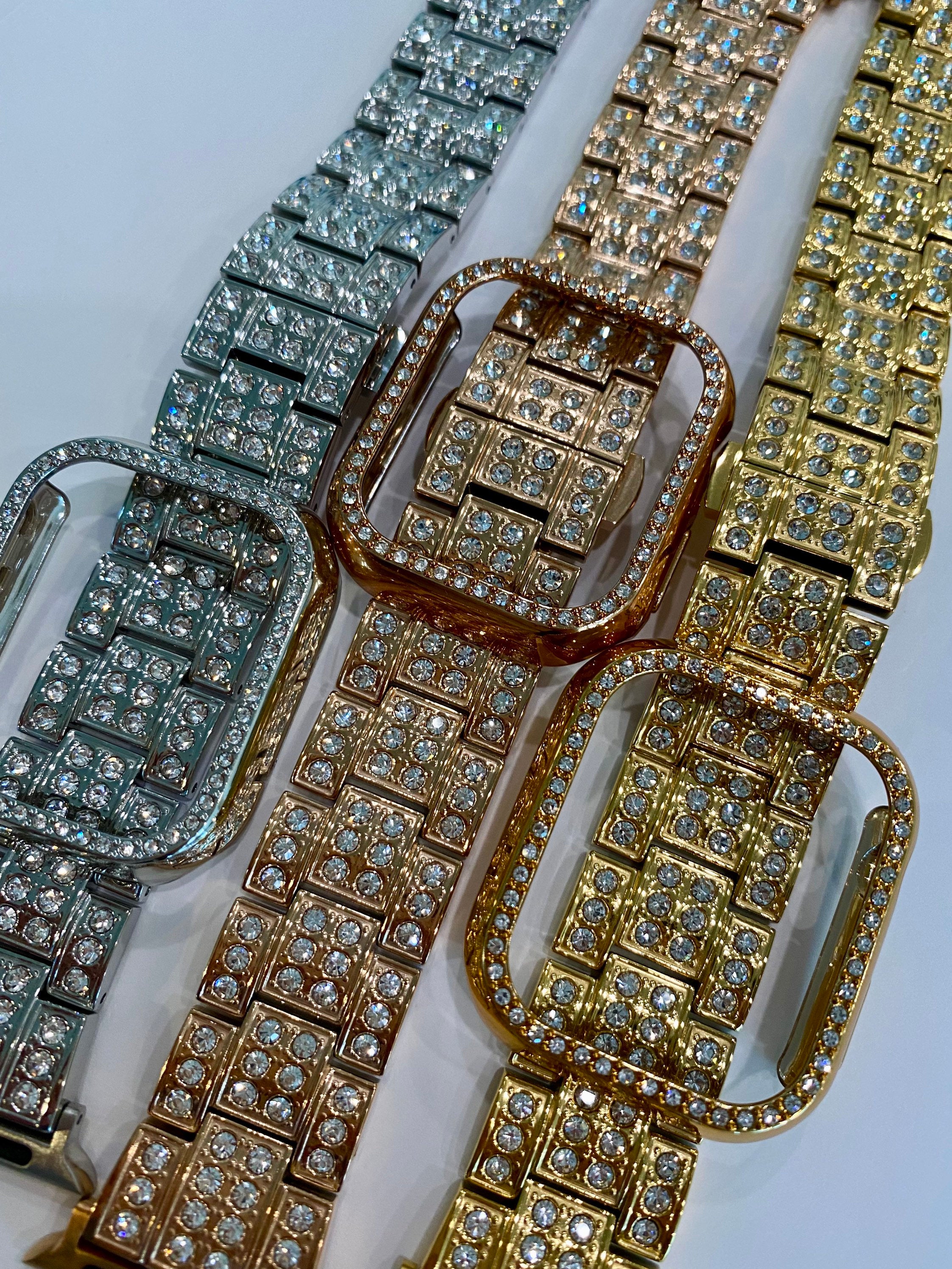 Series 7-8-9 Apple Watch Band 41mm or 45mm with Swarovski Crystals & or Apple Watch Bezel Crystal Apple Watch Case Proctive Face Bumper