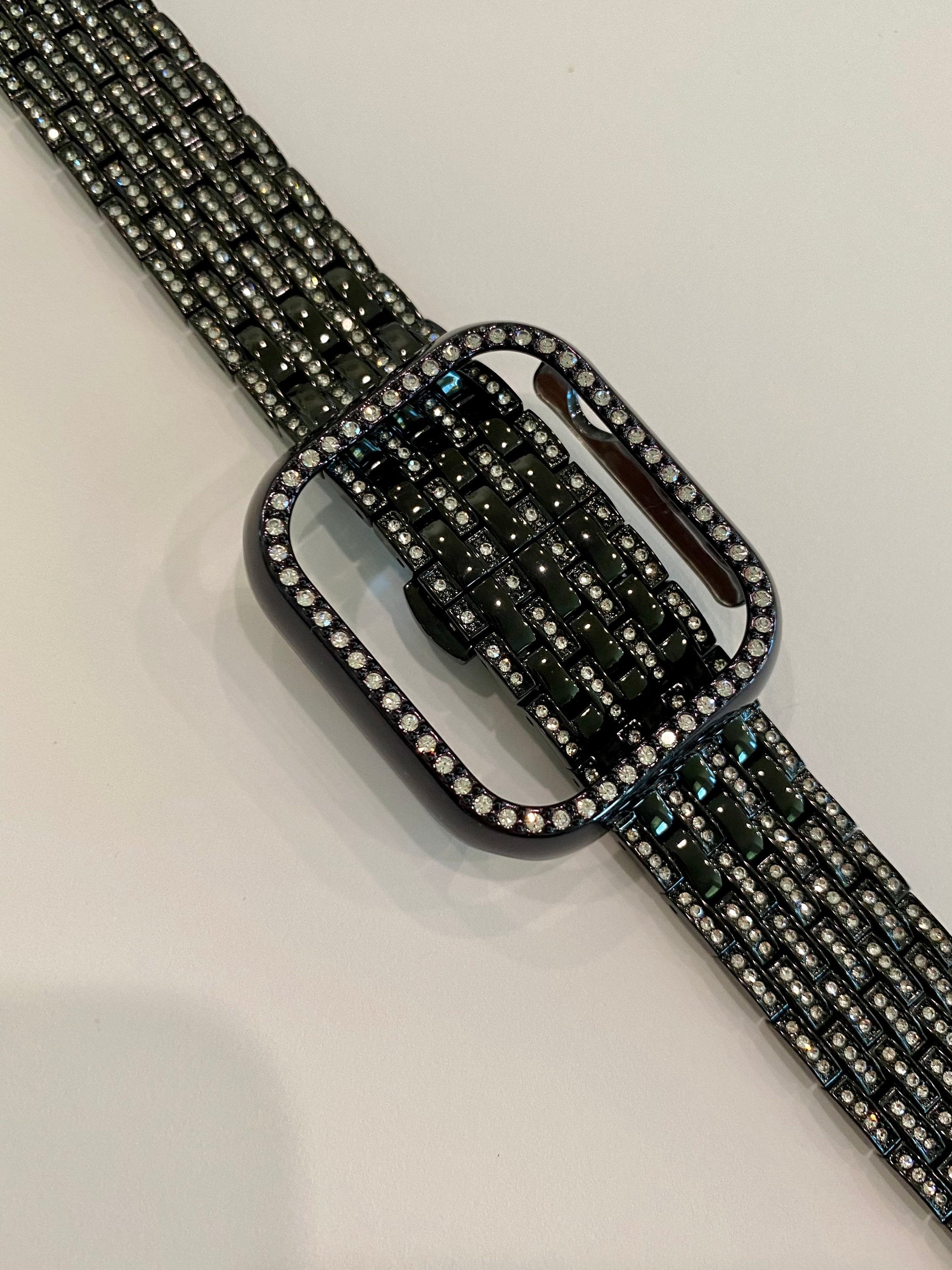 41mm 45mm 49mm Apple Watch Band Series 7-8 Swarovski Crystals & or Apple Watch Bezel Cover Silver, Gold, Rose Gold, Black Smartwatch Bumper