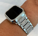 White Gold Apple Watch Band Ultra 49mm Series 7-8 Swarovski Crystals 41mm 45mm & or Silver Crystal Apple Watch Bezel Cover Faceplate