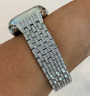 41mm 45mm 49mm Apple Watch Band Series 7-8 Ultra Silver Swarovski Crystals & or Crystal Apple Watch Bezel Cover Faceplate