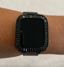 Series 1-8 Black Apple Watch Band Stainless Steel & or Lab Diamond Bezel Baguettes 38mm 40mm 41mm 42mm 44mm 45mm Smartwatch Bumper Bling