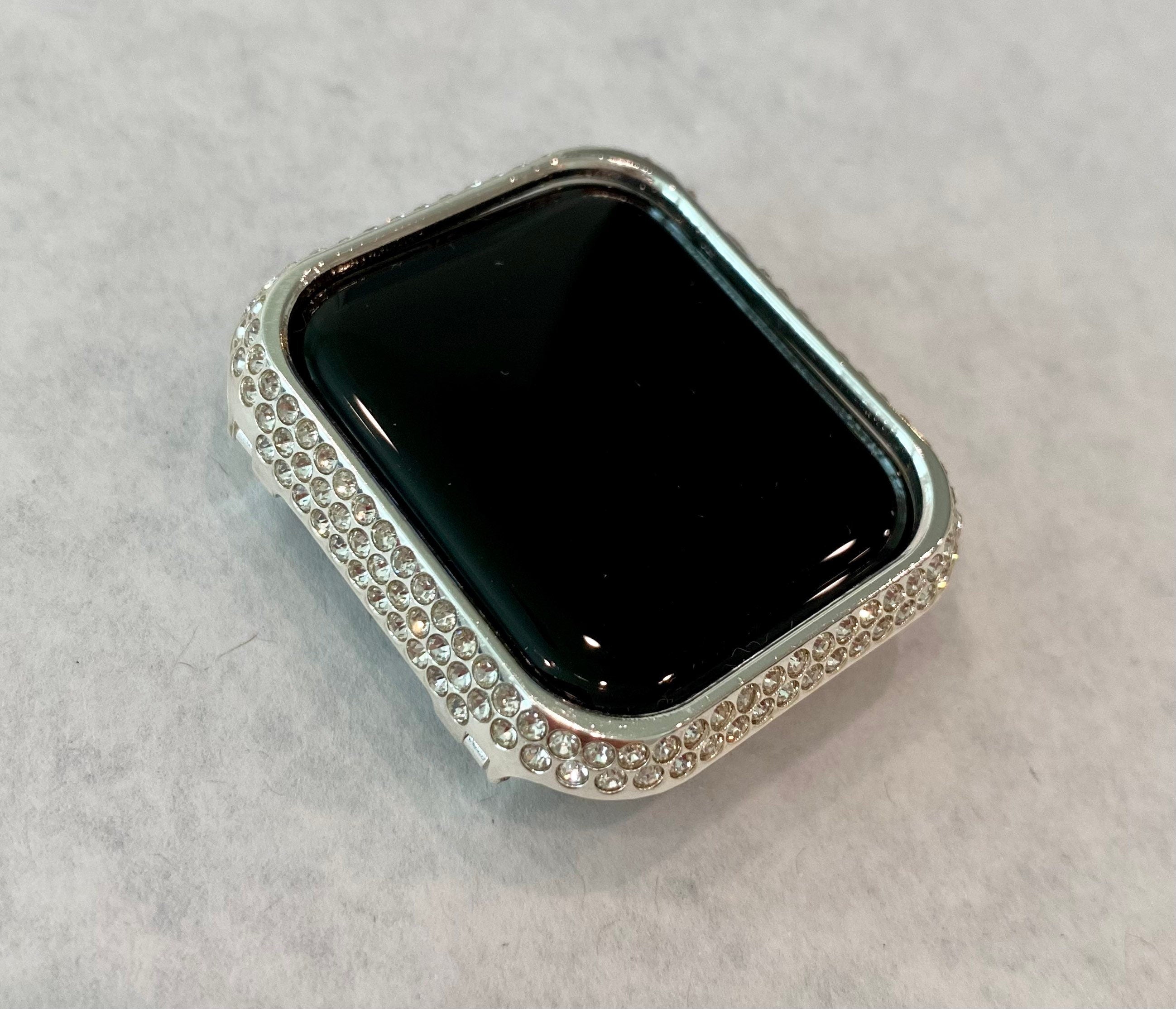 Series 7-8 -9 Apple Watch Bezel Case Cover 41mm 45mm Silver Crystals Stainless Steel Bumper 41mm 45mm