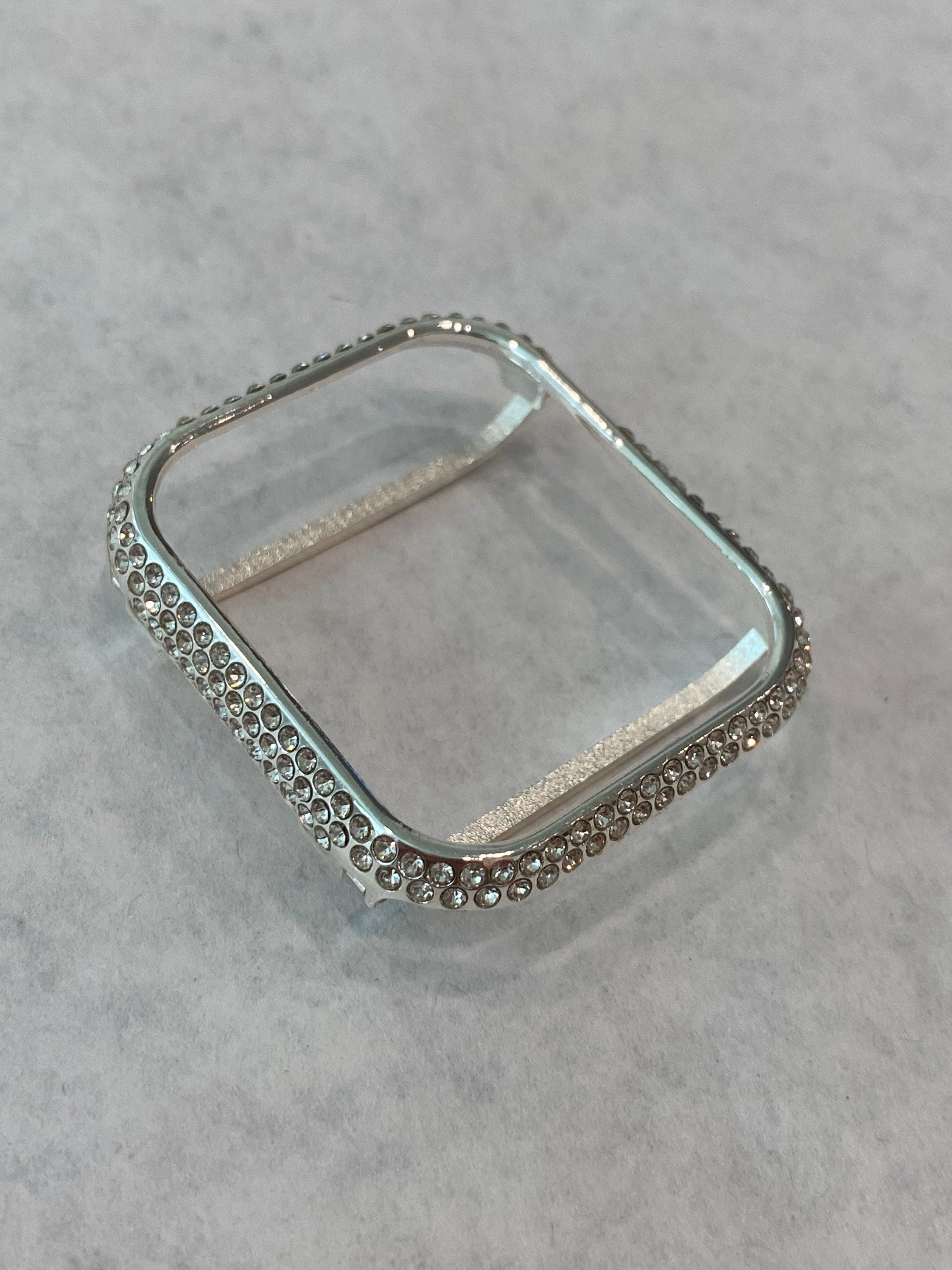 Series 7-8 -9 Apple Watch Bezel Case Cover 41mm 45mm Silver Crystals Stainless Steel Bumper 41mm 45mm