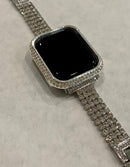 Series 7-8 Apple Watch Band 41mm 45mm Silver or Gold & or Swarovski Crystal Bezel Case Cover Smartwatch Bumper Bling