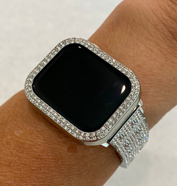 Ultra 49mm Apple Watch Band 41mm 45mm Swarovski Crystals & or Silver Apple Watch Case Cover Bumper Bling 38mm-45mm Smartwatch Bumper Iwatch Candy
