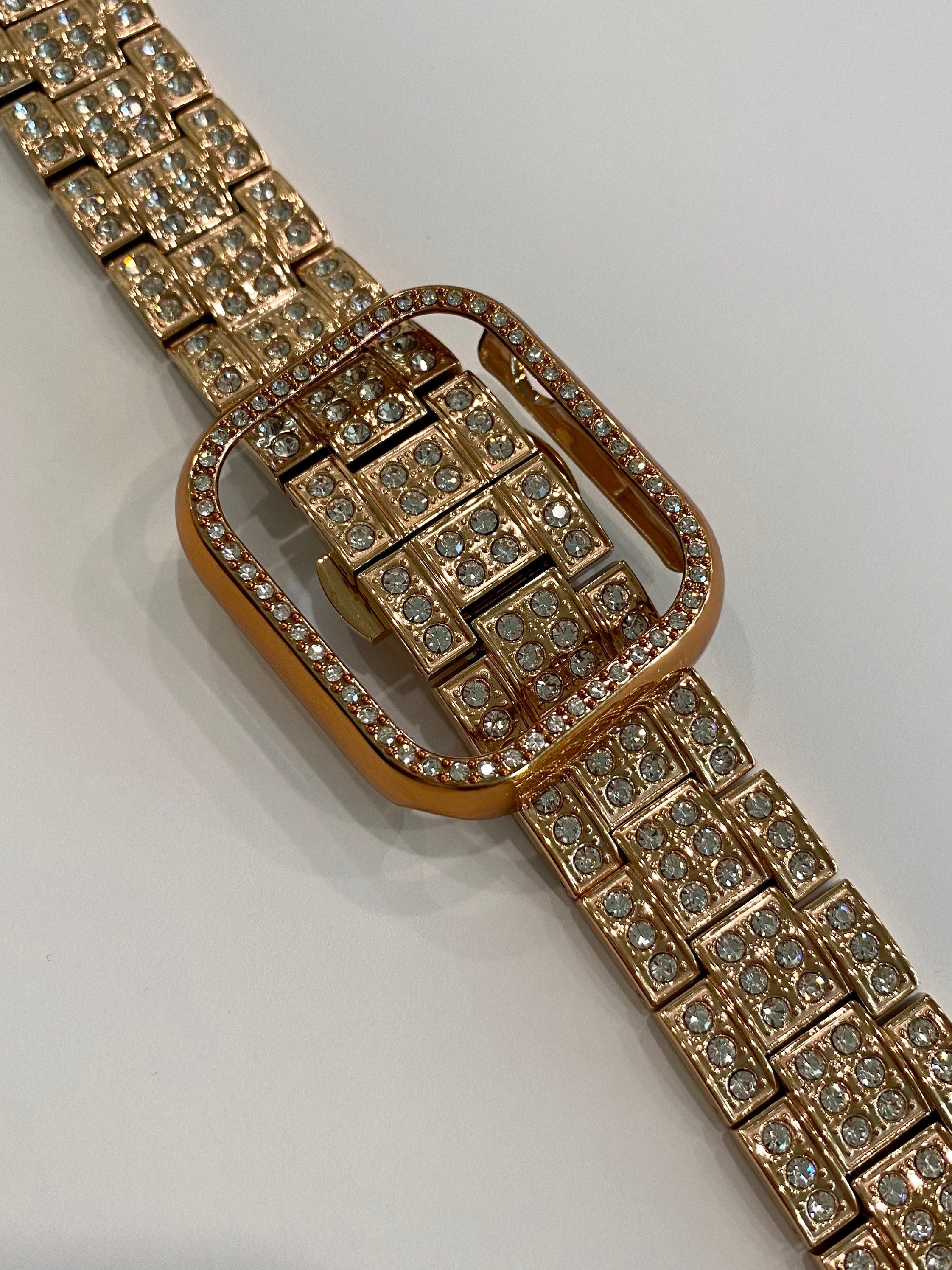 Series 7-8-9 Apple Watch Band 41mm or 45mm with Swarovski Crystals & or Apple Watch Bezel Crystal Apple Watch Case Proctive Face Bumper