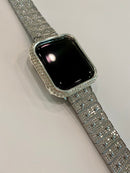 New Series 8 Apple Watch Band 41mm 45mm Silver Swarovski Crystals & or Apple Watch Case Cover Stainless Steel Bling Series 7