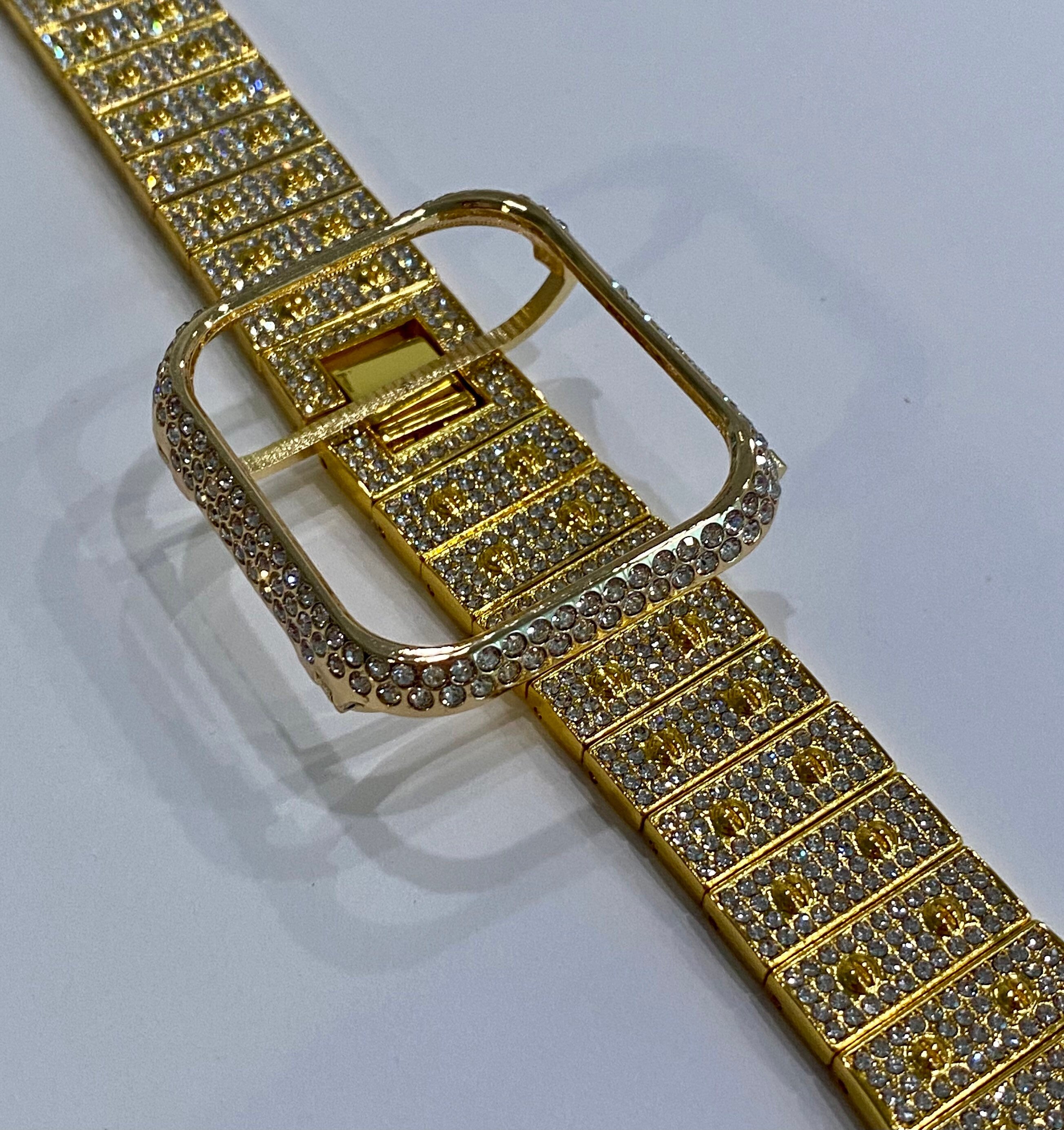 Apple Watch Band Womens 41mm 45mm Silver or Gold Swarovski Crystals & or Apple Watch Bezel for Iphone Watch Bling Iwatch Case